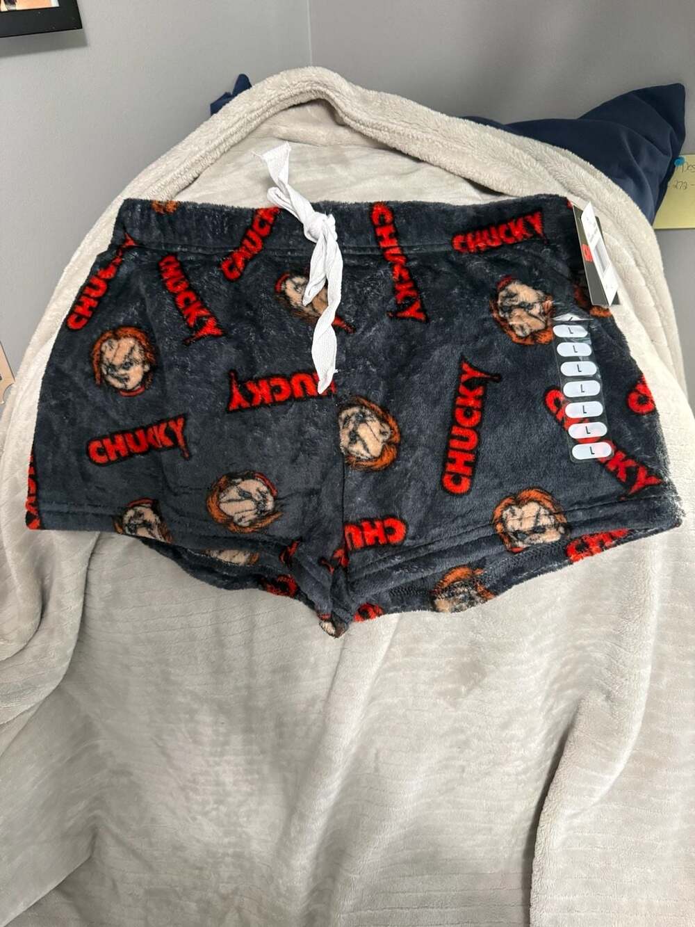 Chucky Fleece Sleep Shorts Size L Gray Horror Movie